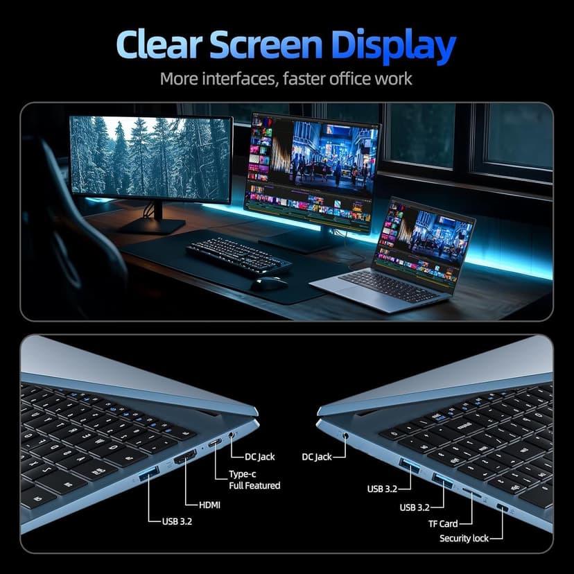 SGIN Laptop Computer 15.6 Inch, 11 Home Laptops with 4GB RAM 128GB SSD, Celeron N4000 Processor Notebook, BT4.2.0, HDMI, 7000mah, WiFi, UHD Graphics 600, Type-C, 2.4/5G WiFi