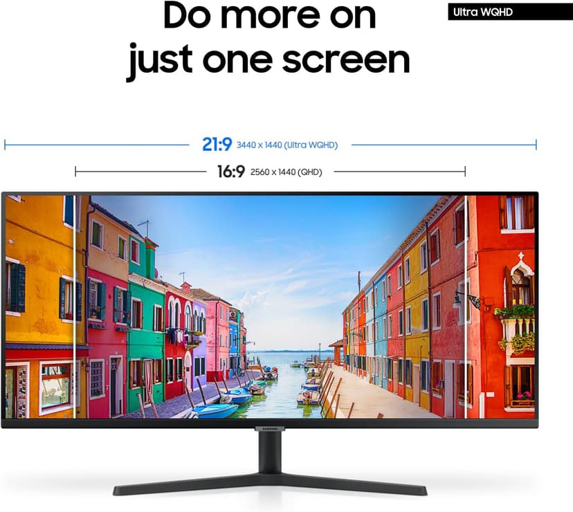 SAMSUNG 34" ViewFinity S50GC Series Ultrawide QHD Monitor, 100Hz, 5ms, HDR10, AMD FreeSync, Ultrawide Screen, Eye Care, Thin Bezels, PIP, PBP, LS34C50DGANXZA, 2023, Black