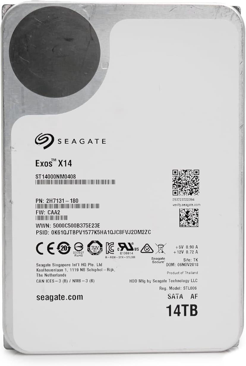 Seagate Exos X14 ST14000NM0408 14TB 7.2K RPM CMR SATA 6Gb/s 512e 3.5in Hard Drive (Renewed)
