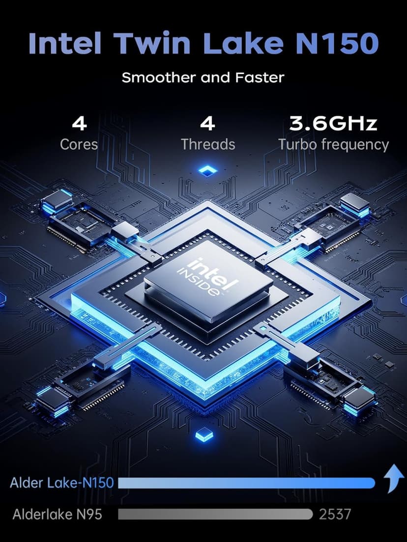 2025 Laptop, Laptop Computer with Intel Twin Lake N150 Processor(Up to 3.6GHz), 16GB DDR4 512GB SSD Windows 11 Laptop, 15.6" IPS 1080P, USB3.2, Long Battery Life