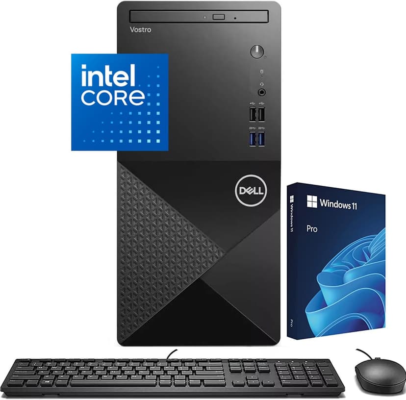 Dell Vostro 3910 Business Tower Desktop, 12th Gen Intel 4-Core Processor, DVD-RW, Display Port, HDMI, Ethernet Port, Windows 11 Pro, Black (16GB RAM | 1TB HHD + 1TB SSD)