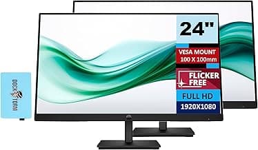HP Series 3 Pro 23.8 inch FHD Monitor Bundle with Docztorm Dock, 23.8" FHD IPS (1920x1080) 100Hz Display, VESA Mount (100x100mm), Ideal for Home & Business, 9U5C1AA#ABA (2 Pack)