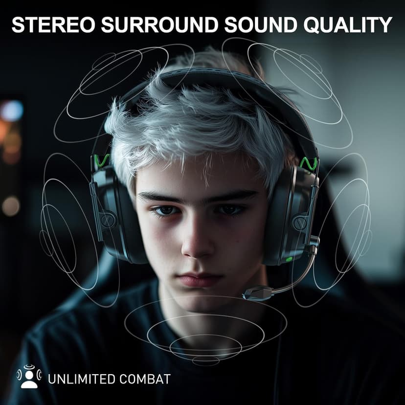 VK81 2.4GHz Wireless Gaming Headset for PS5, PS4, PC - Bluetooth Gaming Headphones with Noise Canceling Mic, Low Latency, Stereo Sound, 50+Hr Battery, RGB Headset Game Boy Accessories, Black