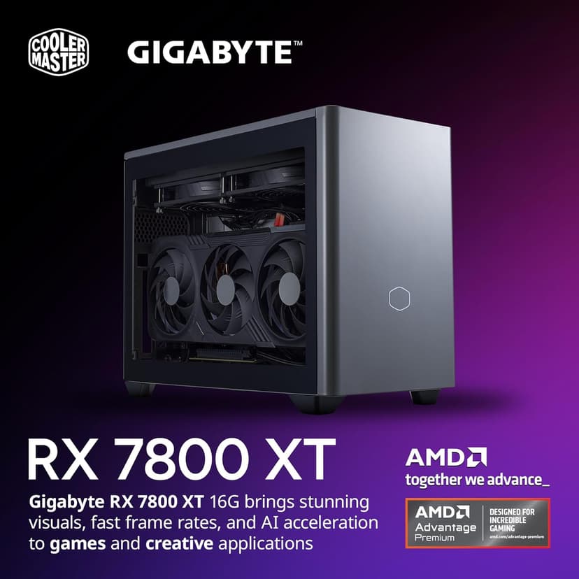 Cooler Master NR2 Pro Mini ITX – Intel i7-14700F 2.1GHz (5.4GHz Turbo) | Gigabyte RX 7800 XT 16GB & B760I AORUS PRO | 32GB DDR5 6000MHz | 1TB Gen4 M.2 | WiFi | Windows 11 | 280mm AIO Gaming PC
