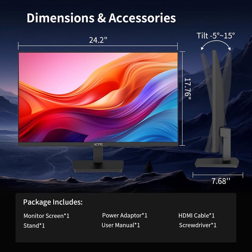 27 Inch 4K UHD(3840 * 2160) Computer Monitor - IPS Monitor, 60hz, HDR400, Anti-Blue Light Screen, DCI-P3 95% 125% sRGB, Support FreeSync and GSync, PC Monitor for Design, Work,Casual Gaming