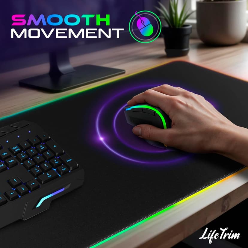 Wireless Charger LED Mousepad 35.5 x 12 Inch RGB Gaming Mouse Pad 10 Light Modes 4mm Thick Large Gaming Desk Pad Wireless Charging Cool Mouse Pad for PC Gaming Accessories & Gaming Gifts