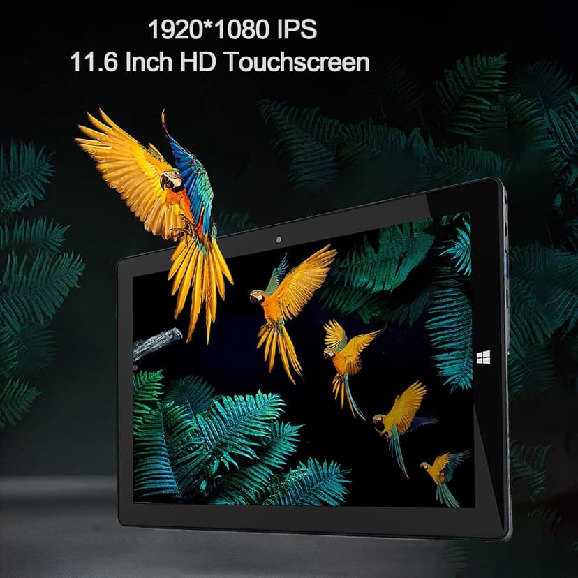 Windows Tablet with Keyboard, 11.6 inch 2-in-1 Tablets Laptops Touchscreen Windows 11, Intel Celeron, 1920 * 1080 IPS 6GB RAM 128GB EMMC 2.4G/5G WiFi Bluetooth HDMI USB