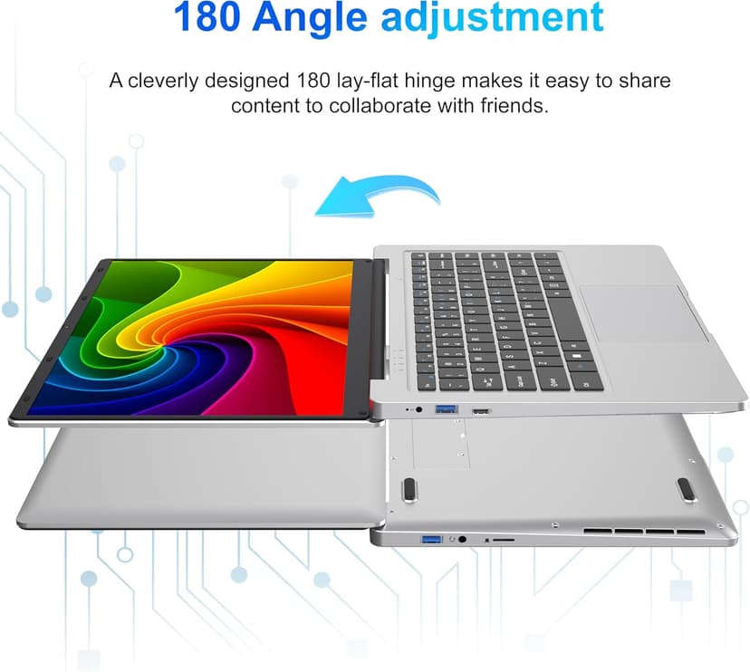 Laptop Computer, 14 inch Laptop Dual-Core Cerelon N4000 6GB RAM 128GB SSD Portable Laptop, 1366x768 IPS Display Fanless Design Laptop PC, WiFi 2.4/5G, BT 5.0, USB 3.0, Mini HDMI, Include USB-C Hub