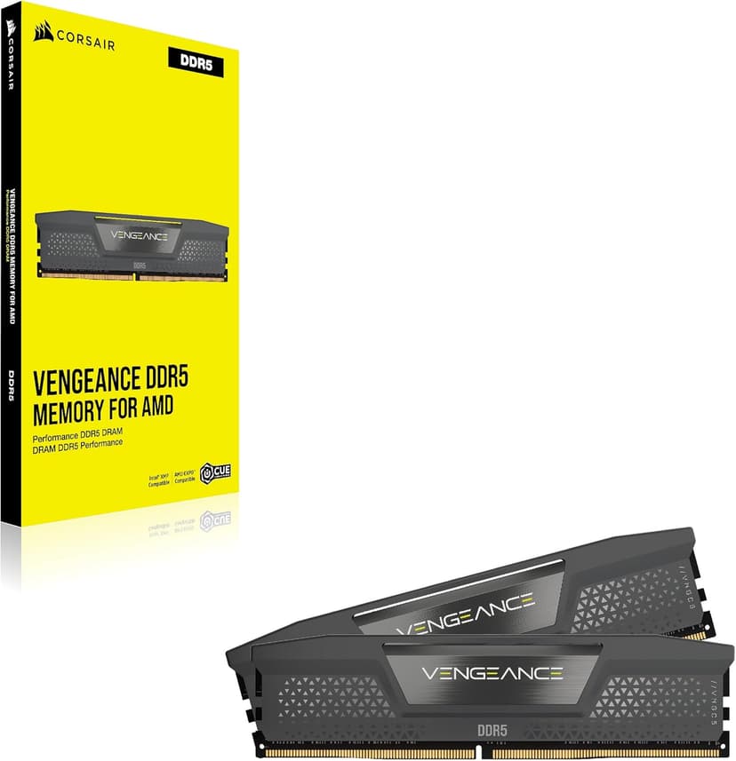 CORSAIR Vengeance DDR5 RAM 64GB (2x32GB) 6000MHz CL38-44-44-96 1.35V AMD Expo Intel XMP 3.0 Desktop Computer Memory – Gray (CMK64GX5M2B6000Z38)