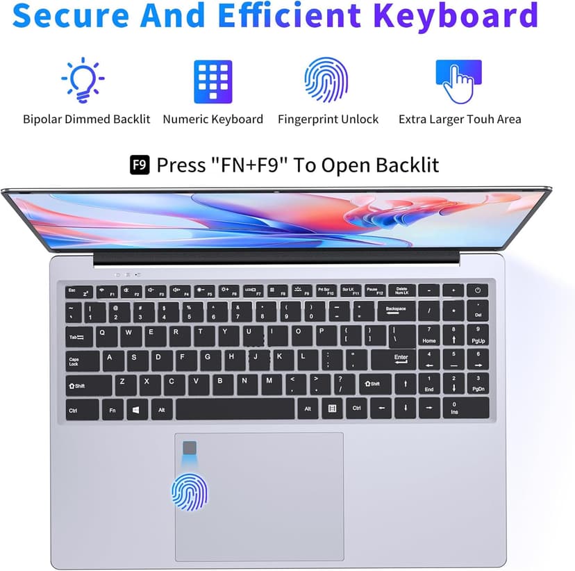 16 Inch Laptop Computer 2025, Gaming Laptop, 16GB RAM 1TB SSD, N100 Processor, FHD 1920 * 1200, 180° Open, Backlit Keyboard, Windows 11 Pro, Fingerprint Unlock, UHD Graphics 750 MHz, Student