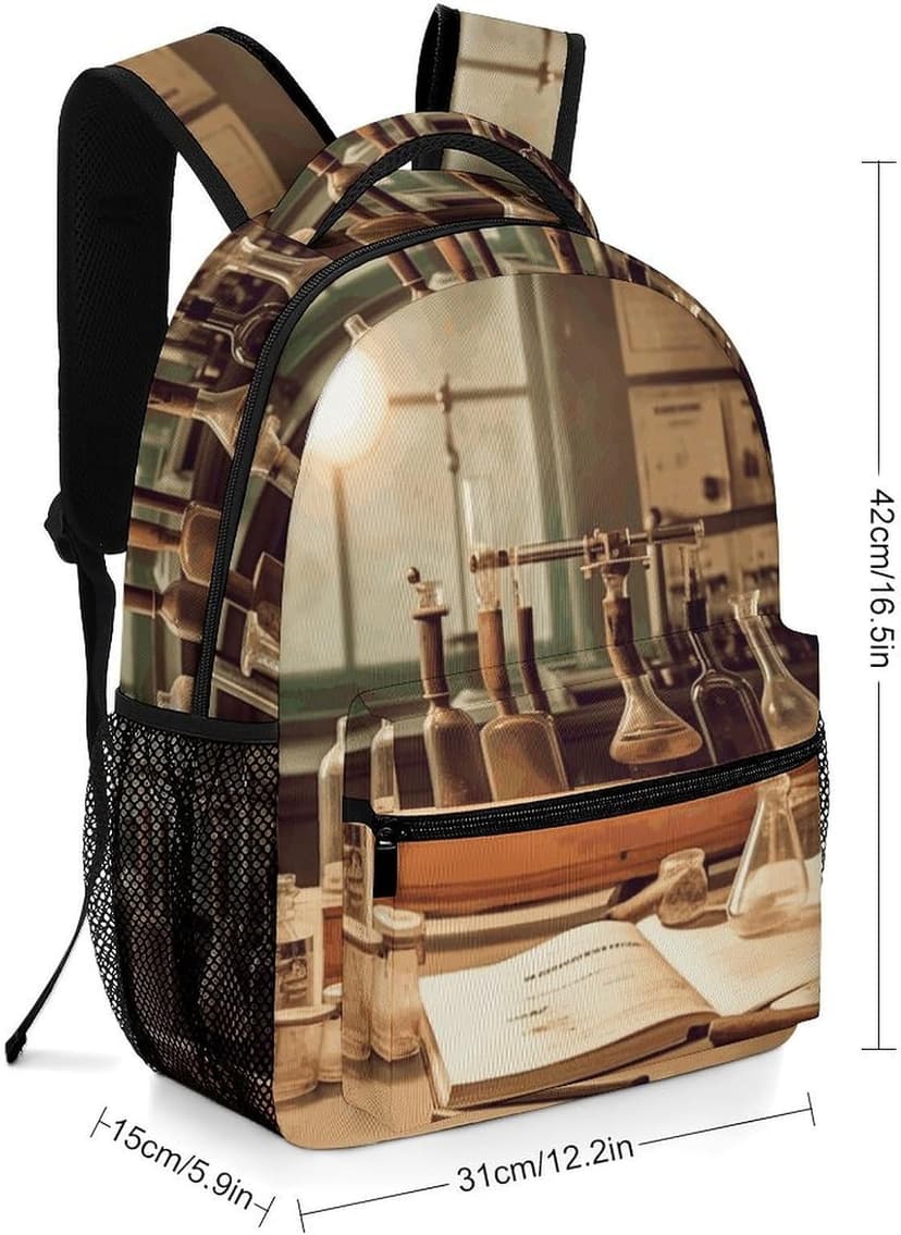 Vintage Chemistry Lab Backpack for Men Women Daypack Carry On Backpack for Travel Business Work Laptop Bag