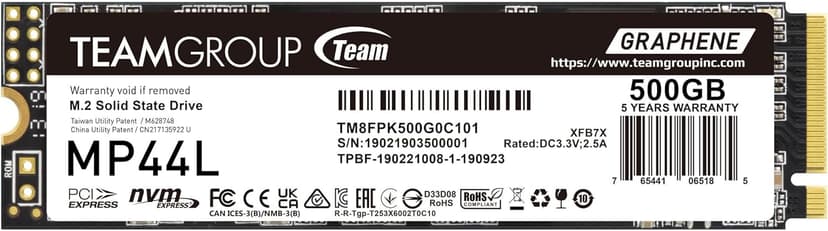TEAMGROUP MP44L 500GB SLC Cache NVMe 1.4 PCIe Gen 4x4 M.2 2280 Laptop&Desktop SSD (R/W Speed up to 5,000/3,700MB/s) TM8FPK500G0C101
