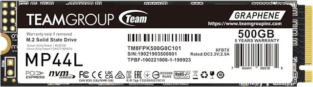 TEAMGROUP MP44L 500GB SLC Cache NVMe 1.4 PCIe Gen 4x4 M.2 2280 Laptop&Desktop SSD (R/W Speed up to 5,000/3,700MB/s) TM8FPK500G0C101