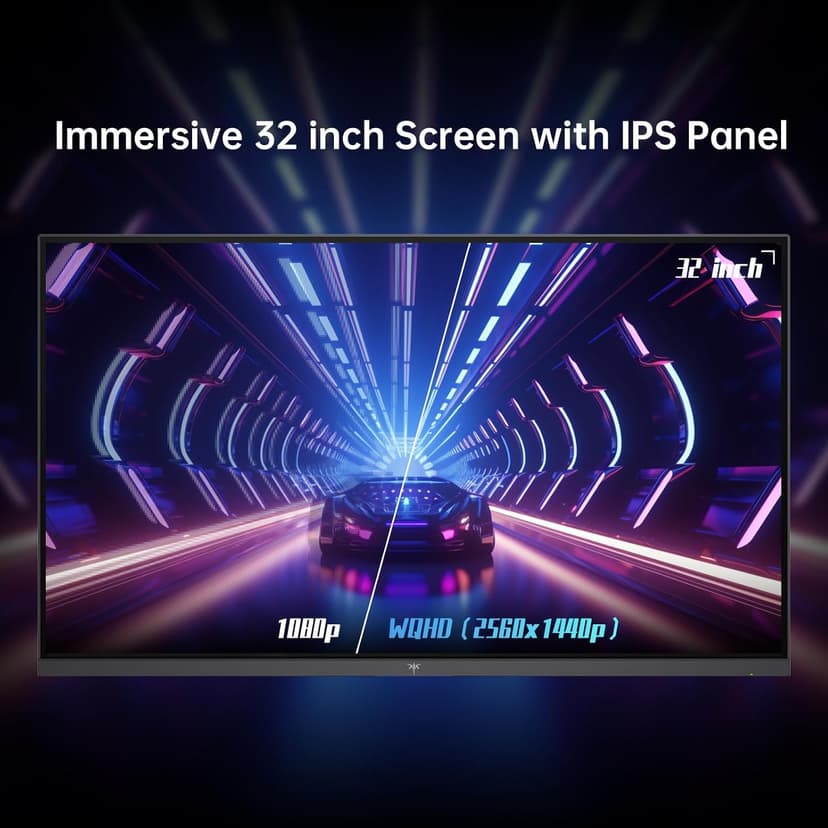 32 Inch 2K Monitor, 1440P IPS Computer Monitor, 100Hz Frameless QHD PC Monitor for Office & Gaming, Eye Care, G-Sync/FreeSync, 109% sRGB, HDR, HDMI/DP, Tilt Adjustable, VESA Mountable, H32T13