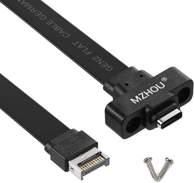 USB 3.1 Type C Front Panel Header Extension Cable 57 cm, Type E to Type C Gen 2 Speed up to 10 Gbps Internal Adapter, With Mount Screw (0.5m)