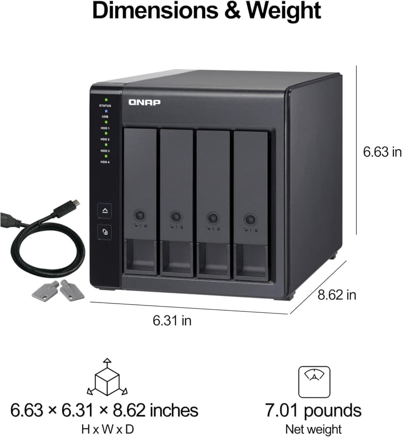 QNAP TR-004 4 Bay USB Type-C Direct Attached Storage (DAS) with hardware RAID (Diskless)