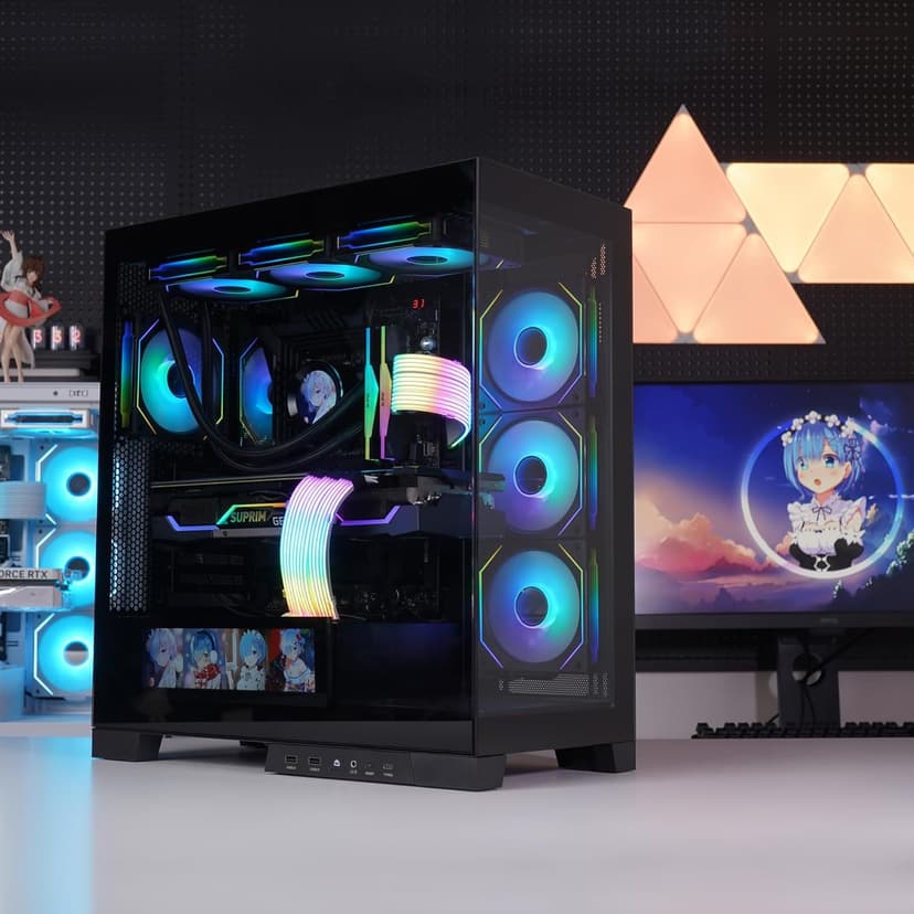 SAMA NEVIEW 4503 Mid Tower PC Case with Dual Tempered Glass Panels, 4×120mm ARGB Fans Pre-Installed, High Airflow ATX PC Case for Case PC Gaming, USB 3.0×2, Type-C Port, Supports Top 360mm AIO – Black