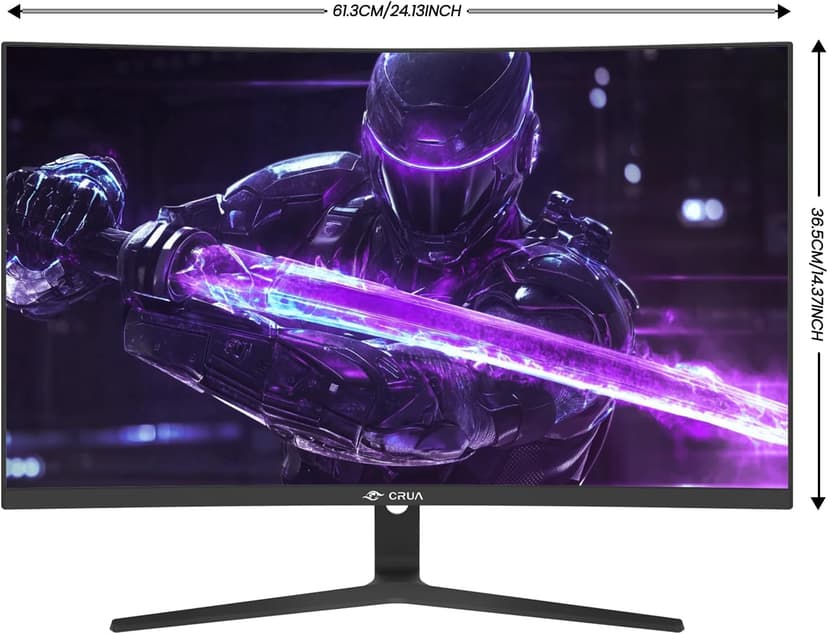 CRUA 27" Curved Gaming Monitor, 180Hz/200Hz FHD 1080P VA Screen 1500R Computer Monitors, 1ms(GTG) with FreeSync, Low Motion Blur, DisplayPort, HDMI, Support Wall Mount Install- Black