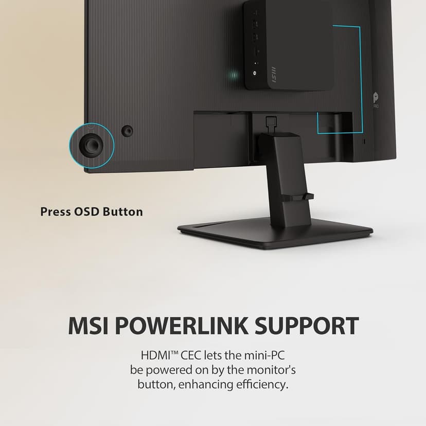 MSI PRO MP252 E2 24.5-inch IPS 1920 x 1080 (FHD) Gaming Office Monitor, 120Hz, Adaptive-Synch, HDR Ready, HDMI, VGA Port, Display Port,VESA Mountable, Tilt, Speaker, 4-Side Slim Bezel, 1ms, Black
