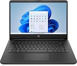 HP 14-dq0706tg 14 Inch HD Touchscreen Laptop Intel Celeron N4120 4GB DDR4 RAM 64GB eMMC UHD Graphics 600 Windows 11 Home S HD Camera Dual Speaker SD Reader HDMI USB C Fast Charge, Jet Black (Renewed)