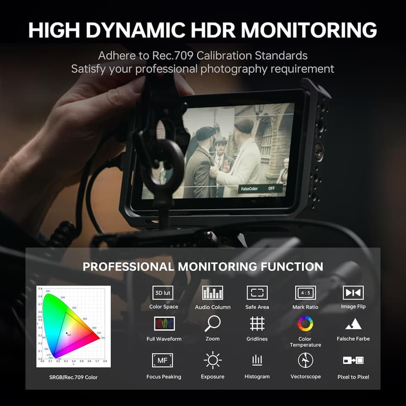 VILTROX DC-X2 Camera Field Monitor 2000 Nits High Brightness Touchscreen 6 Inch DSLR Monitor with 1920x1080 IPS 4K HDMI Loop in/Out 3D LUTs Waveform Video Peaking Focus Assist Battery&Sunshade Hood