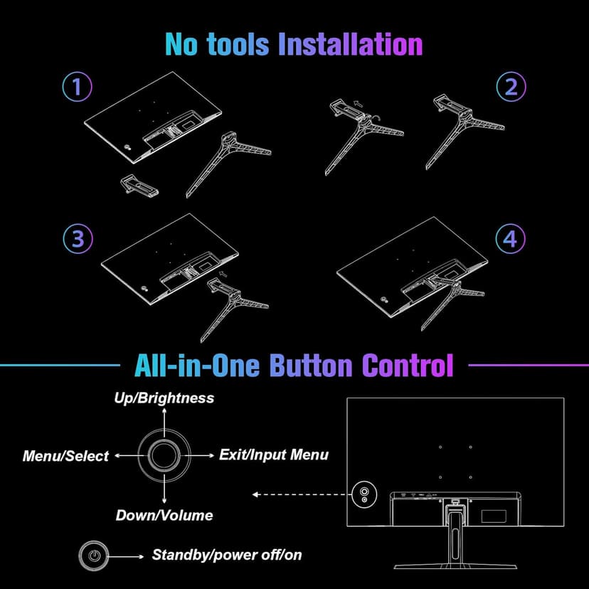 SANSUI Monitor 24 inch 100Hz USB Type-C Computer Monitor丨FHD 1080P PC Monitor丨HDMI丨FreeSync丨HDR丨Earphone Jack丨 Ergonomic Tilt for Home and Office