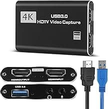4K HDMI Video Capture Card, Gaming Capture Card with Microphone, Full HD 1080P 60FPS USB Video Capture Device