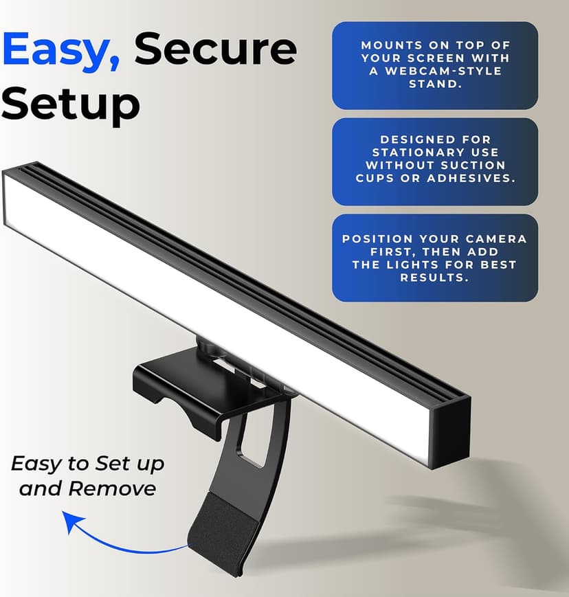 HumanCentric Video Conference Lighting - Webcam Light for Streaming, LED Monitor and Laptop Light for Video Conferencing, Zoom Lighting for Computer, Replace Ring Light for Zoom Meeting, Double Kit