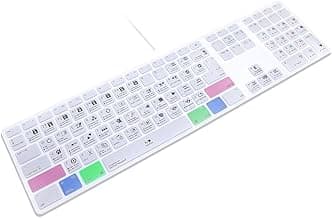 HRH for iMac G6 MB110LL/B and MB110LL/A A1243 Keyboard with Numeric Keypad NumberPad Print with: Davinci Resolve Functional Shortcuts Hot Keys Design Silicone Keyboard Skin Cover [US/EU Layout]