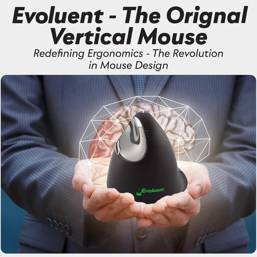 Evoluent VM4S Vertical Mouse 4 Small for Right Hand – Ergonomic Mouse Wired USB, Helps Reduce Carpal Tunnel, Adjustable Speed & Programmable Buttons, Vertical Ergonomic Wired Mouse, Gaming/Office Use