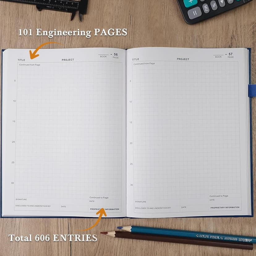 Lab Notebook - Chemistry Laboratory Notebook for Student, Professional Engineering Paper Notebooks for Work 8.5" X 11", Grid Notebook Quad Ruled Science Lab Book for Graphing - Blue