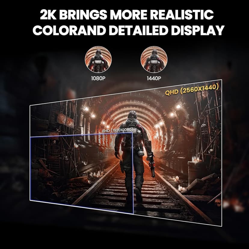 CRUA 27Inch Gaming Monitor 360HZ, QHD 1440P 120% sRGB IPS Computer Monitor with Built in Speaker, Height/Pivot/Swivel/Tilt Adjustable Vertical Monitor, Support FreeSync, DP&HDMI, Wall Mount-Black