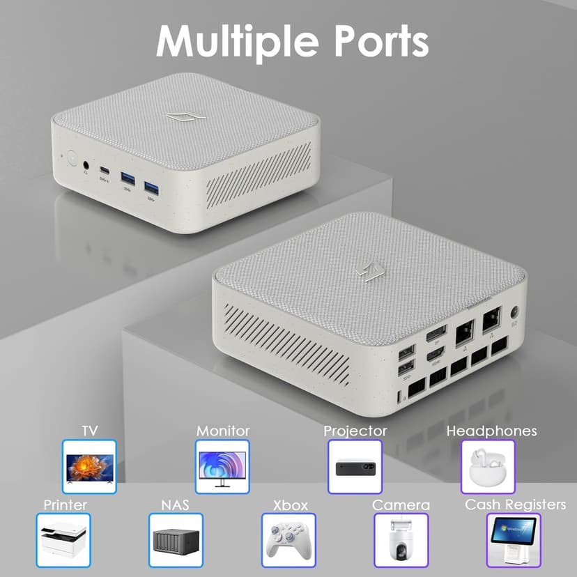 Mini Gaming PC Linux, AMD Ryzen 7 5700U (8C/16T, up to 4.3Ghz), 64GB DDR4 RAM 1TB PCIe SSD, Mini Desktop Computers with Waterproof Fabric Top, Supports 4K Triple Display WiFi/BT5.0