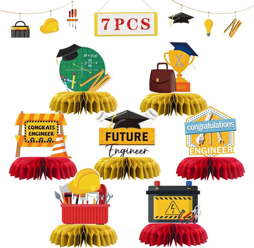 Congrats Engineer Graduation Table Honeycomb Centerpieces, Future Engineer Party Table Toppers Engineer Degree Graduation Decoration Supplies Engineering Table Centerpieces 7 PCS
