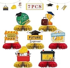 Congrats Engineer Graduation Table Honeycomb Centerpieces, Future Engineer Party Table Toppers Engineer Degree Graduation Decoration Supplies Engineering Table Centerpieces 7 PCS