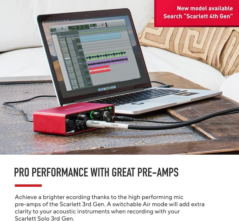 Focusrite Scarlett Solo 3rd Gen USB Audio Interface, for the Guitarist, Vocalist, Podcaster or Producer ? High-Fidelity, Studio Quality Recording, and All the Software You Need to Record
