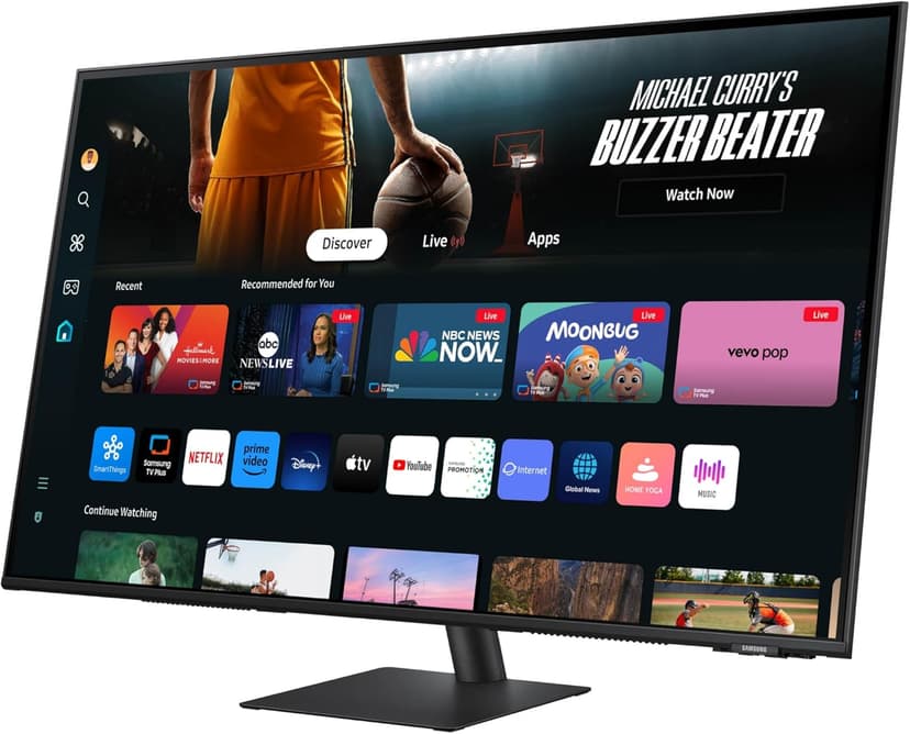 Samsung 43-Inch M7 (M70D) Series 4K UHD Smart Monitor, Speakers, HDR10, USB-C, Multiple Ports, Gaming Hub, SolarCell Remote, Vision Accessibility Tools, LS43DM702UNXGO, Black