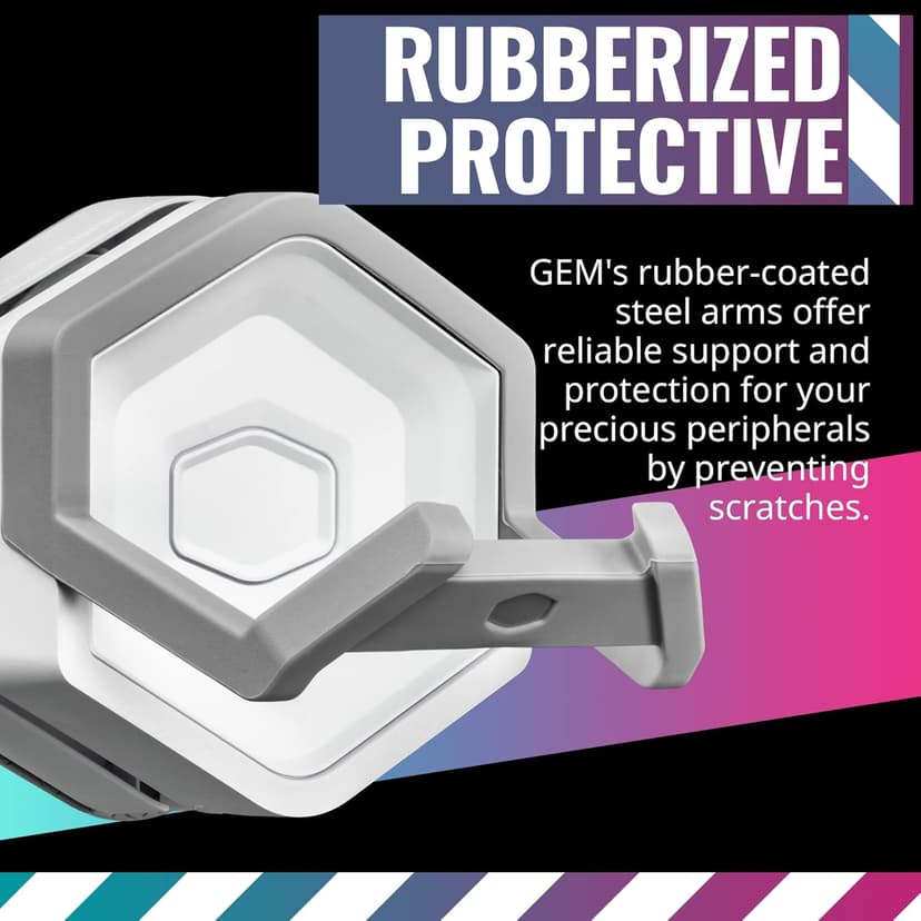 Cooler Master MasterAccessory GEM White Magnetized Multi-Surface Mounting Gaming Storage, Peripherals, Gamepads, Headsets, VR Headsets, Mobile Phones, Rubberized Protective Arms (MCA-U000R-WPHK00)