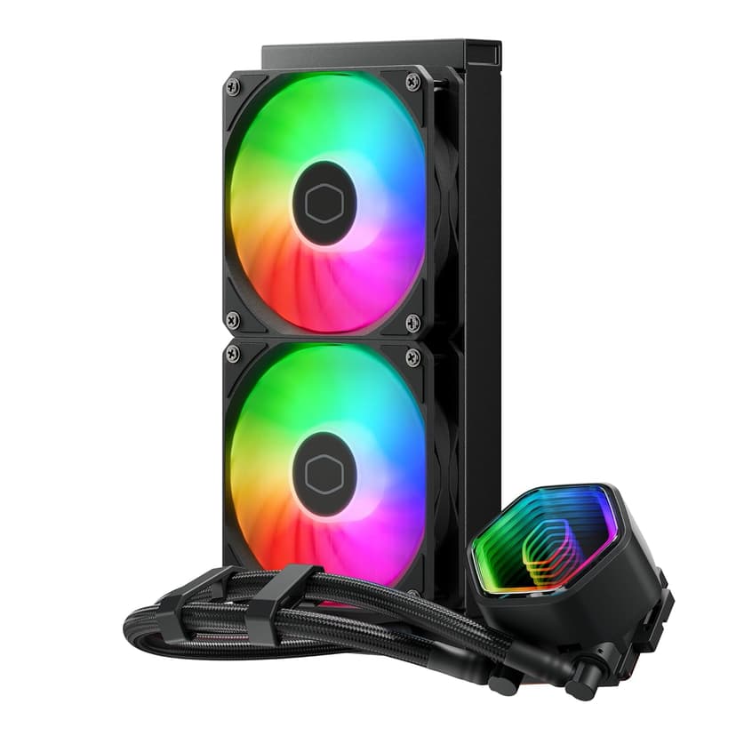 Cooler Master 240 Core II AIO CPU Liquid Cooler, R9|U7|i7,Dual Chamber G9R Pump,Infinity Mirror aRGB, 400mm Tubing,240mm Radiator,120mm PWM Fan,AMD Ryzen AM5|4, Intel LGA 1851|1700 Platform(Pack of 1)