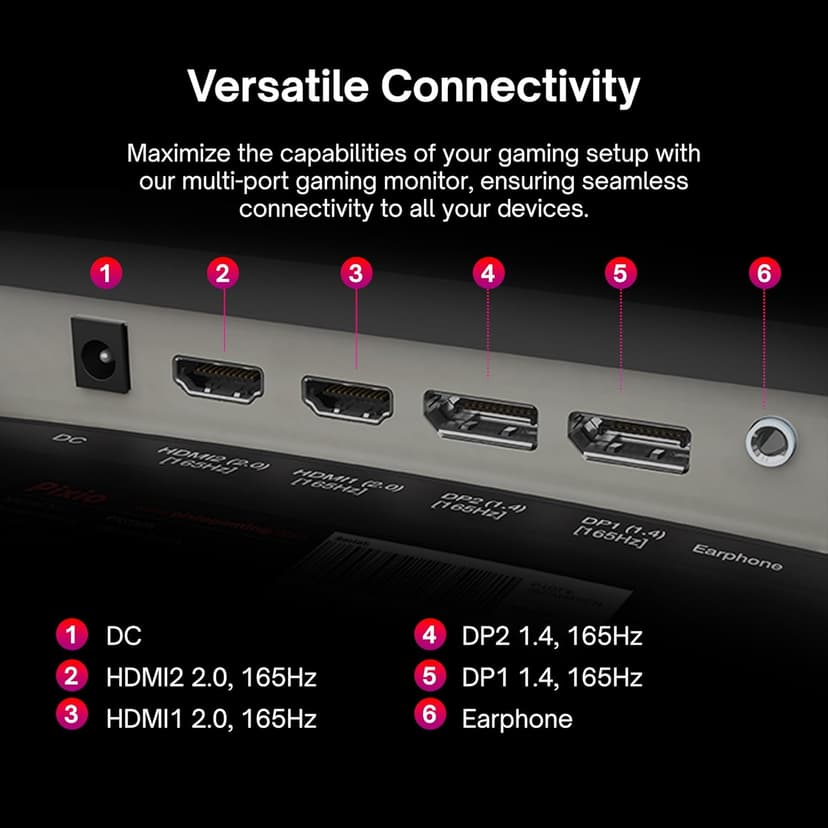 Pixio PXC325 32 inch 165Hz Refresh Rate FHD 1080p Resolution 1500R Curve VA Panel 1ms Response Time Adaptive Sync HDR Curved Gaming Monitor