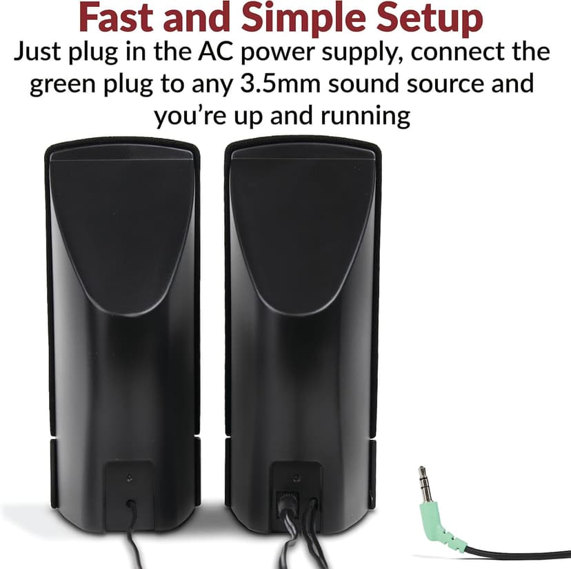 Cyber Acoustics CA-2014 Computer Speakers, Full Stereo Sound, Convenient Controls, Easy Setup