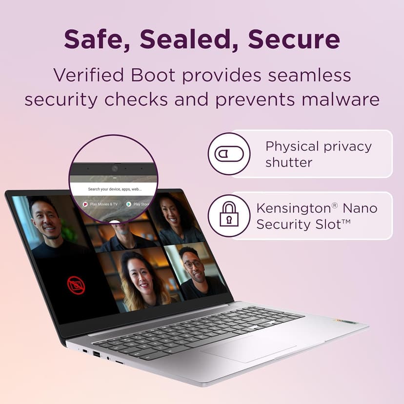 Lenovo Chromebook 15 (15.6" FHD Display, 4GB RAM, 128GB Storage (64GB eMMC + 64GB SD Card) 2TB Cloud Storage, Intel Celeron), Home & Student Laptop, Webcam, Wi-Fi 6, 10-Hr Long Battery Life, Chrome OS