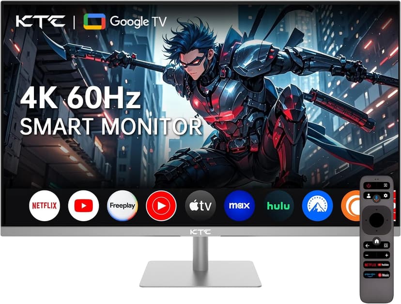 32 Inch 4K Smart Monitor with Google TV System 3840 * 2160P Netflix Licensed Type C 65W PD Speakers 5W*2 Dolby Audio Hey Google Voice Remote HDR WiFi Bluetooth VESA Tiltable 32 in Smart TV