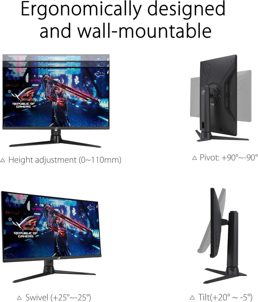 ASUS ROG Strix 27” 1440P Gaming Monitor (XG27AQMR) - 27”, QHD (2560 x 1440), Fast IPS, 300Hz, 1ms, G-SYNC Compatible, FreeSync Premium Pro, Extreme Low Motion Blur Sync, DisplayPort, DisplayHDR 600