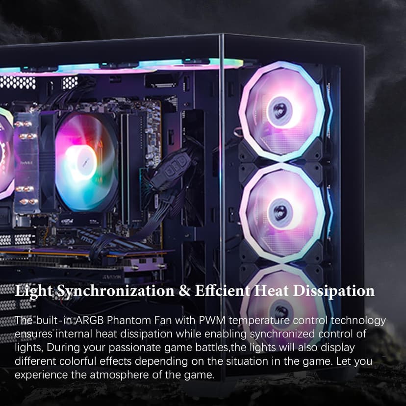 Darkness Dragon Gaming PC,AMD Ryzen 5 5500 4.2 GHz,AMD Radeon RX 6600 8GB Desktop Computer，1TB NVMe SSD,16GB DDR4 3200MHz, Air Cooled Prebuilt,600W PSU,Windows 11 Home & AI Powered Gamer PC