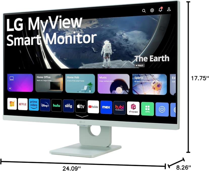 LG 27SR50F-G Smart Monitor 27-Inch FHD (1920x1080) IPS Display, webOS 23, HDR 10, x2 Built-in Speakers, AirPlay 2, Screen Share, Bluetooth, ThinQ App, Remote Control, Green