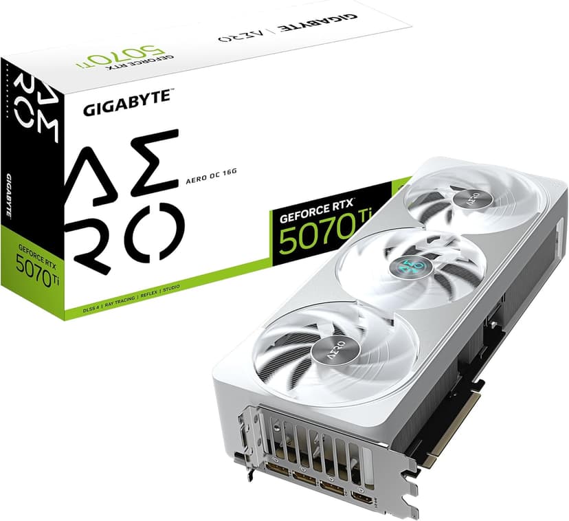 Gigabyte GeForce RTX 5070 Ti AERO OC 16G Graphics Card - 16GB GDDR7, 256bit, PCI-E 5.0, 2588 MHz Core Clock, 3 x DP 2.1a, 1 x HDMI 2.1b, NVIDIA DLSS 4, GV-N507TAERO OC-16GD