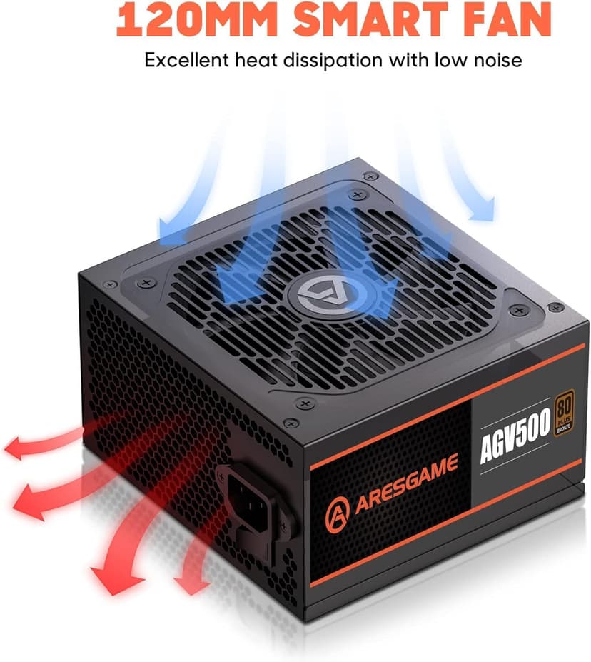 AGV Series 500W Power Supply, 80 Plus Bronze Certified, Non Modular Power Supply, 5 Year Warranty