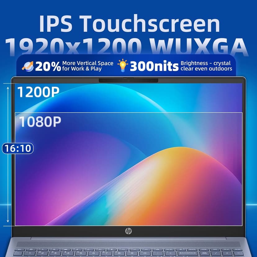 HP Pavilion 16 Touchscreen Laptop – Intel Core 7 150U (Beats i7-1355U) – 16" WUXGA Display – AI Copilot, Backlit – Windows 11 Pro, Office Pro Lifetime 65W GaN Charging– Sky Blue – 32GB RAM | 4TB SSD