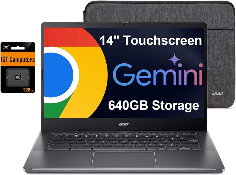 Acer Chromebook Plus 514 Laptop w/ Google AI (14" FHD Touchscreen, Intel 8-Core i3-N305, 8GB RAM, 640GB Storage, 2TB Cloud Storage) Business, Student, 11-Hr Long Battery Life, 1080p Webcam, Chrome OS